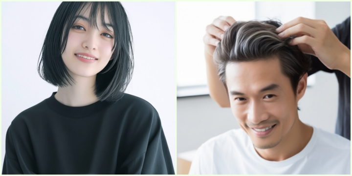 女性と男性のヘアスタイル